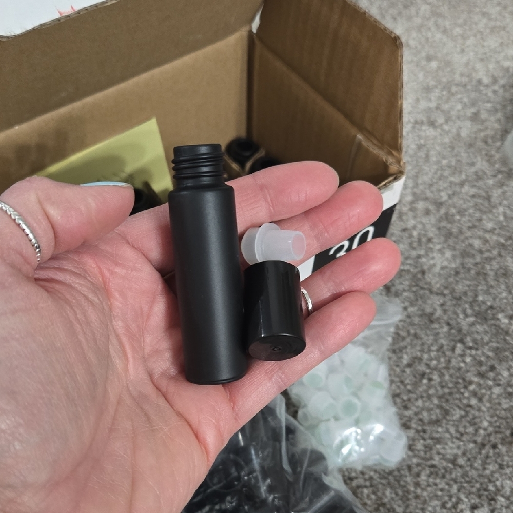 Set of 25 Black Frosted Glass Roller Bottle